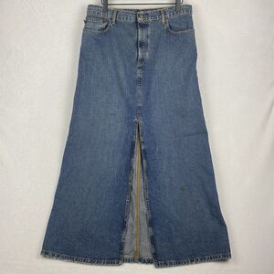 Polo Ralph Lauren Demin Long Slit Skirt Womens Size 10 Blue Pockets